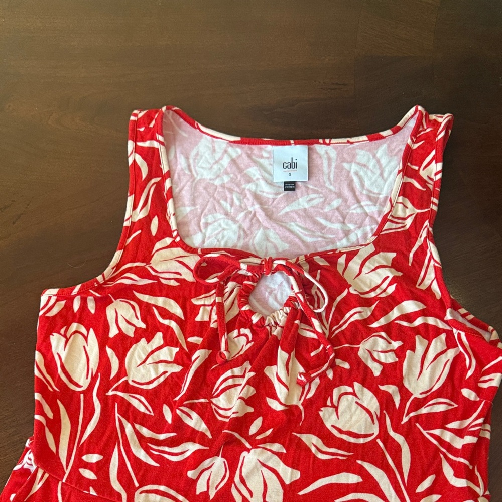 CAbi Red and Cream Floral dress. See description not a tank